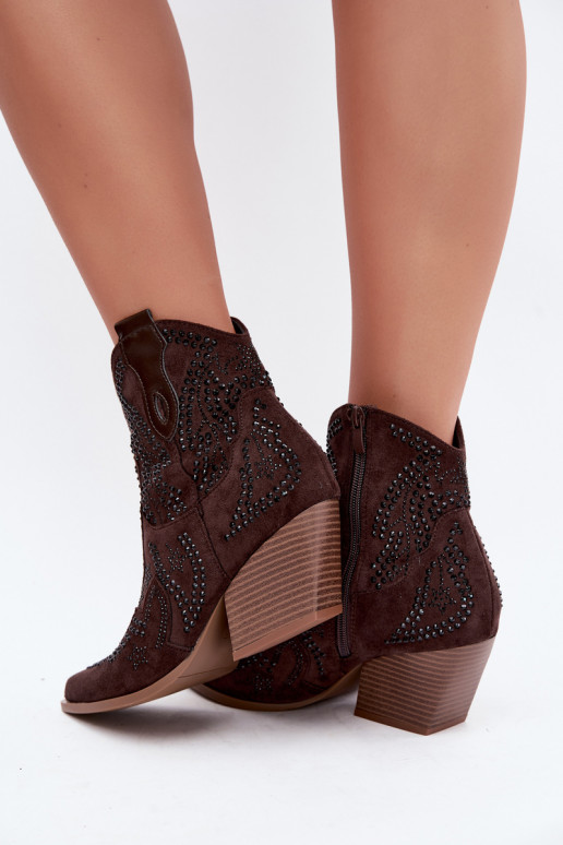 Botines de estilo cowboy en negro con adornos en color chocolate Selden