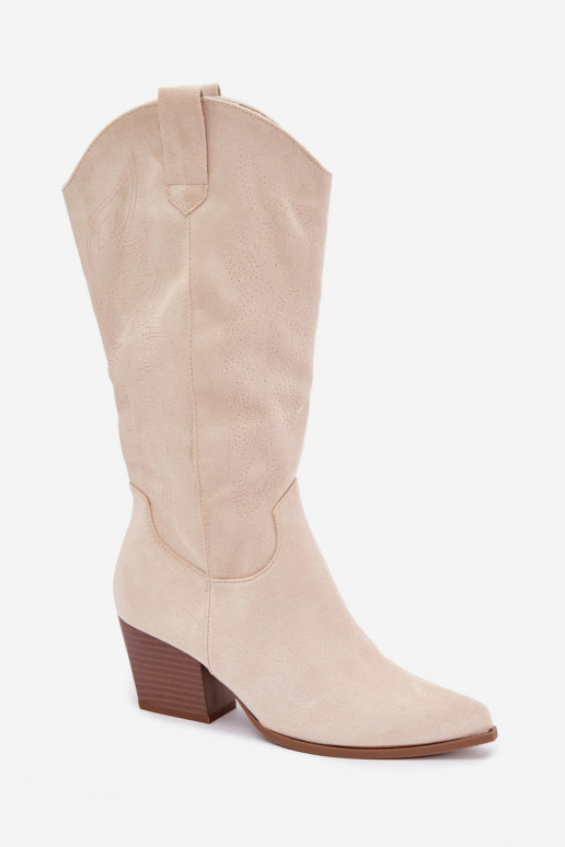 Botas largas de estilo cowboy con tacones en color marfil Hartley