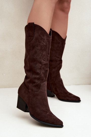 Botas altas vaqueras con tacón en color chocolate Hartley