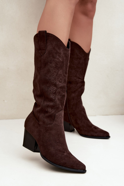 Botas altas vaqueras con tacón en color chocolate Hartley