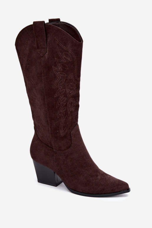 Botas altas vaqueras con tacón en color chocolate Hartley