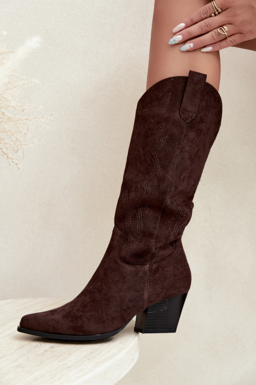 Botas altas vaqueras con tacón en color chocolate Hartley