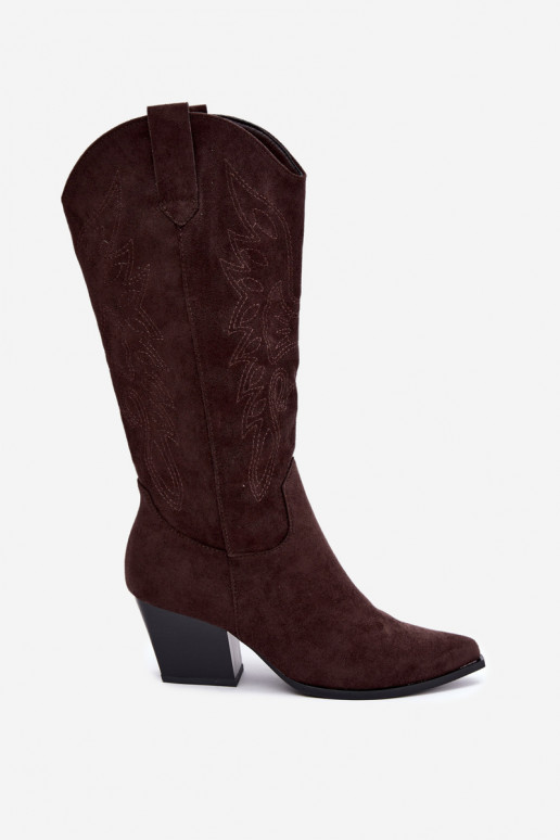 Botas altas vaqueras con tacón en color chocolate Hartley