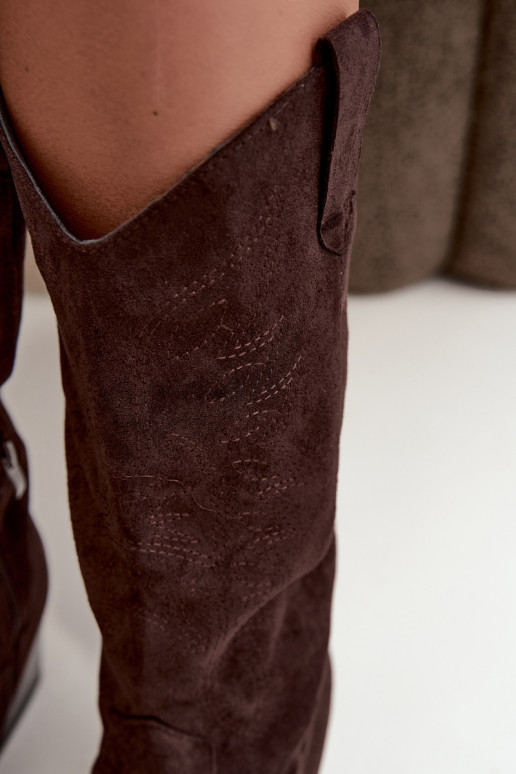 Botas altas vaqueras con tacón en color chocolate Hartley