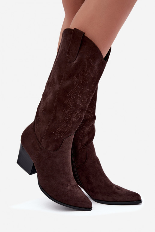 Botas altas vaqueras con tacón en color chocolate Hartley