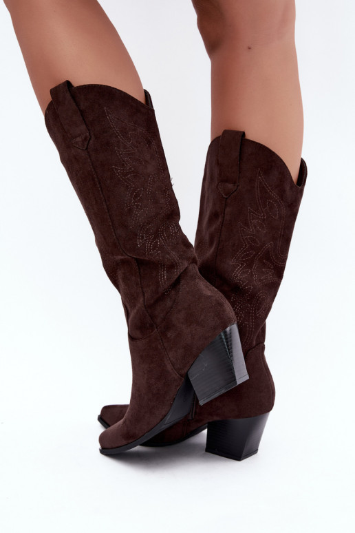 Botas altas vaqueras con tacón en color chocolate Hartley