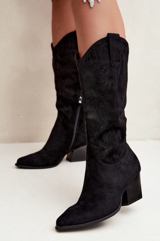 Botas largas de estilo cowboy con tacones en color negro Hartley