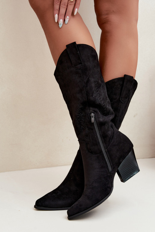 Botas largas de estilo cowboy con tacones en color negro Hartley
