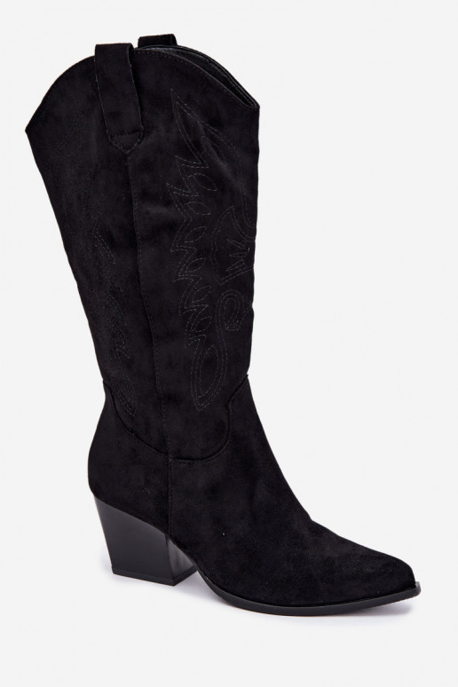 Botas largas de estilo cowboy con tacones en color negro Hartley