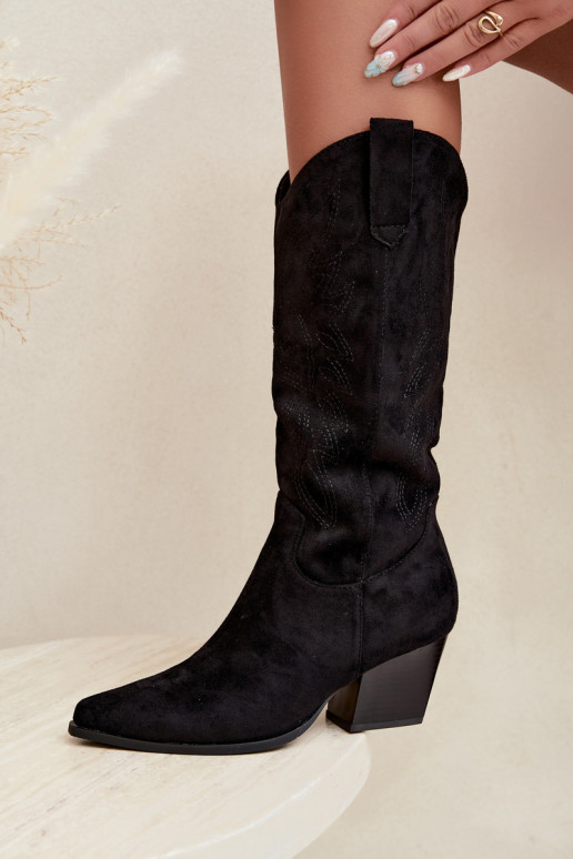 Botas largas de estilo cowboy con tacones en color negro Hartley