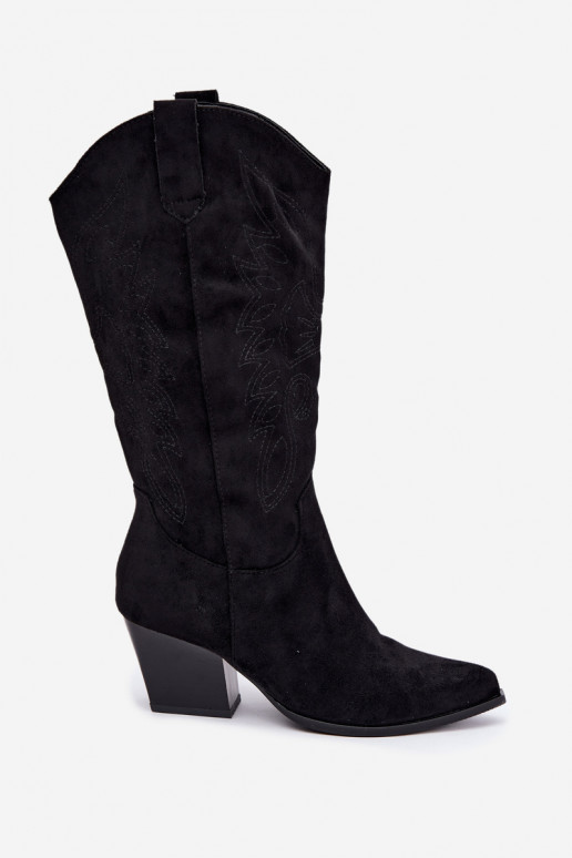 Botas largas de estilo cowboy con tacones en color negro Hartley