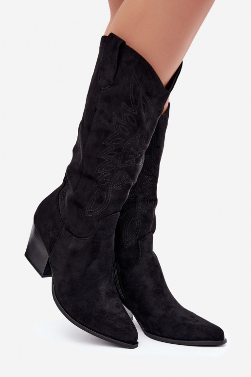 Botas largas de estilo cowboy con tacones en color negro Hartley