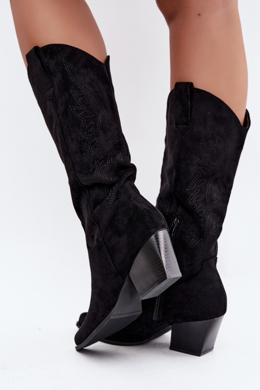Botas largas de estilo cowboy con tacones en color negro Hartley