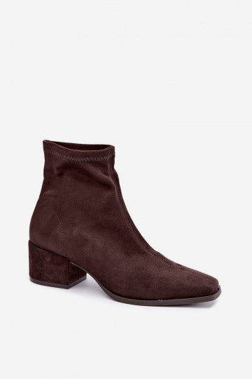 Botines de mujer con tacón tipo Klocek en color chocolate Rosley 2