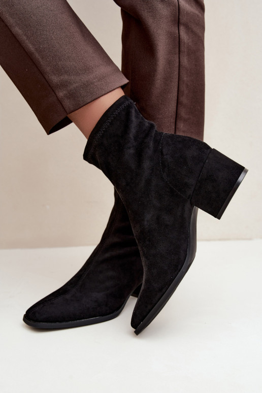 Botines de mujer con tacón tipo Klocek en color negro Rosley