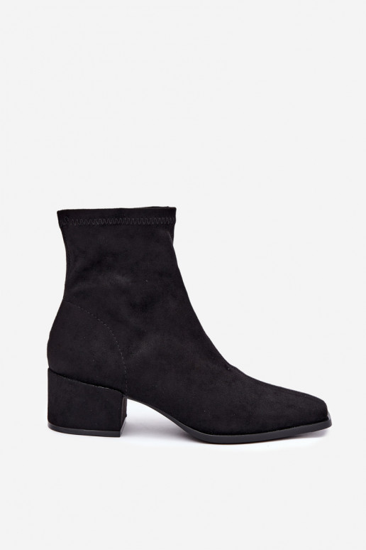 Botines de mujer con tacón tipo Klocek en color negro Rosley