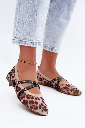 Bailarinas de malla con tirantes y estampado de leopardo Orley