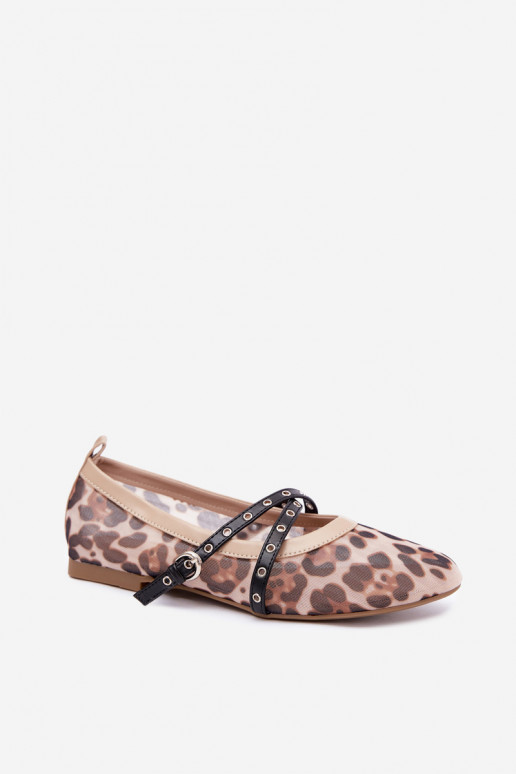 Bailarinas de malla con tirantes y estampado de leopardo Orley