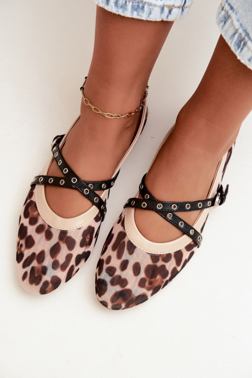 Bailarinas de malla con tirantes y estampado de leopardo Orley