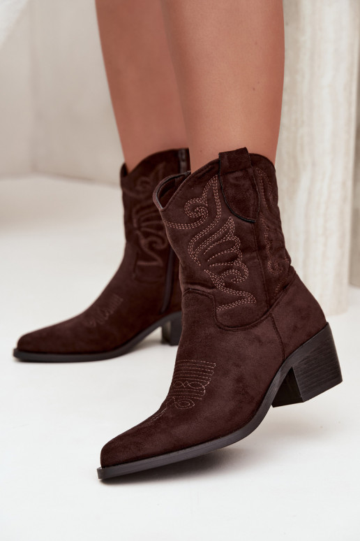 botines de estilo cowboy forrados con tacón en color chocolate Corlie