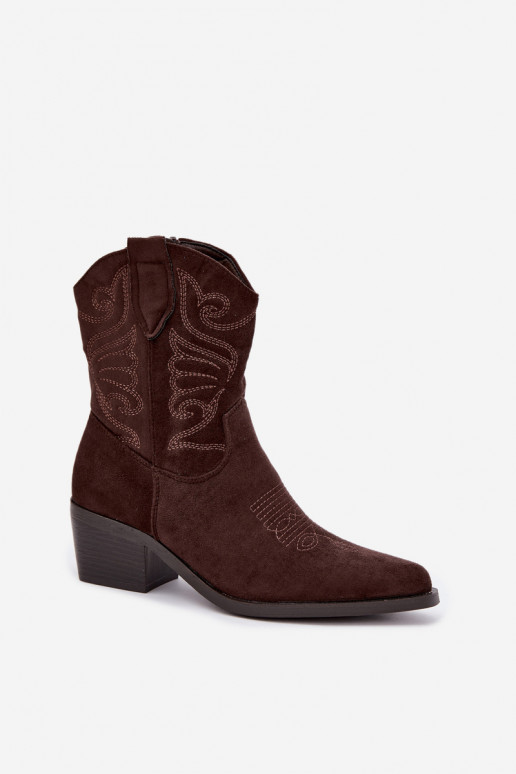 botines de estilo cowboy forrados con tacón en color chocolate Corlie