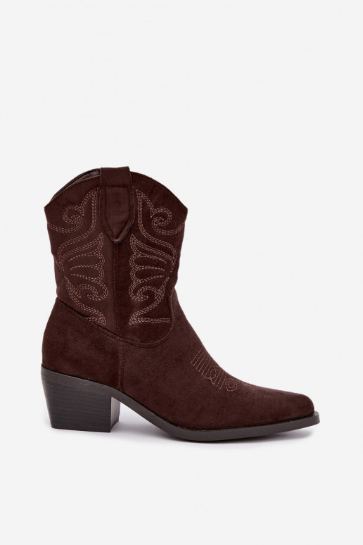 botines de estilo cowboy forrados con tacón en color chocolate Corlie