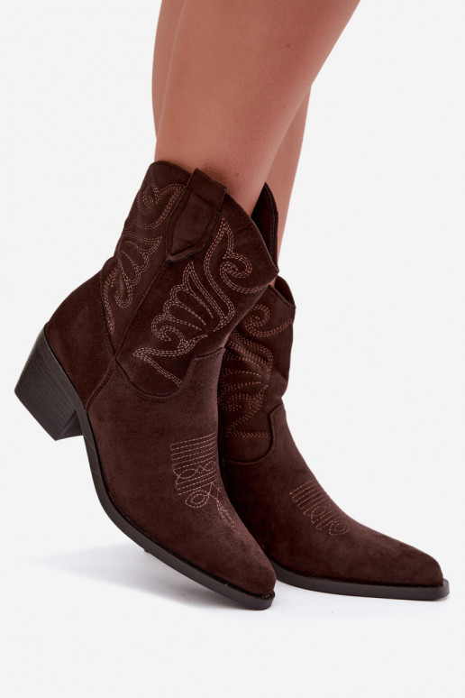 botines de estilo cowboy forrados con tacón en color chocolate Corlie