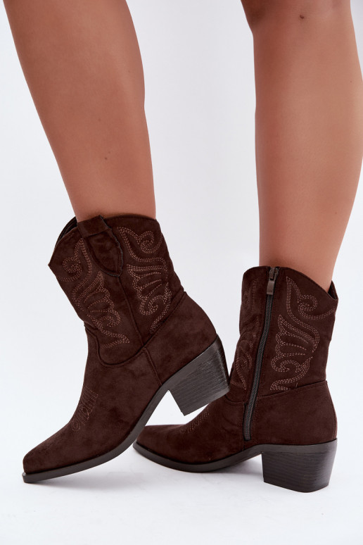 botines de estilo cowboy forrados con tacón en color chocolate Corlie