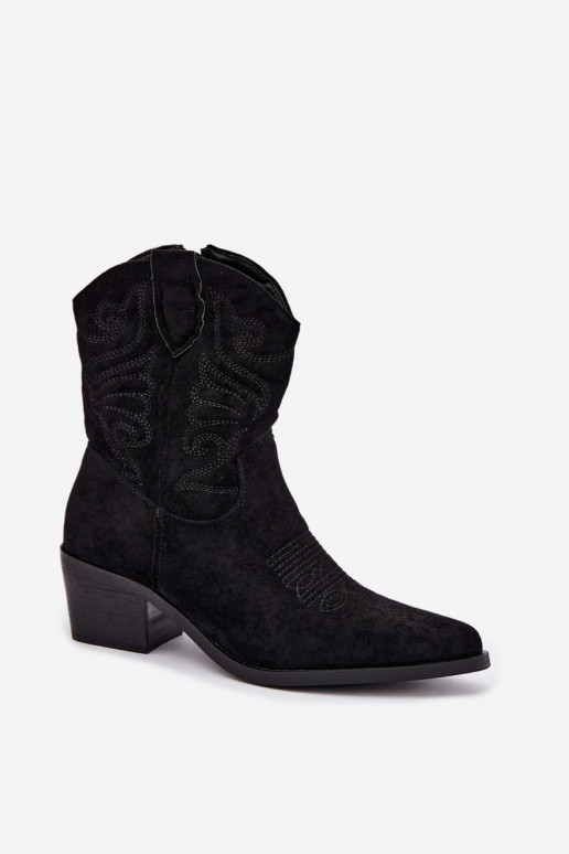 botines de estilo cowboy forrados con tacón en color negro Corlie