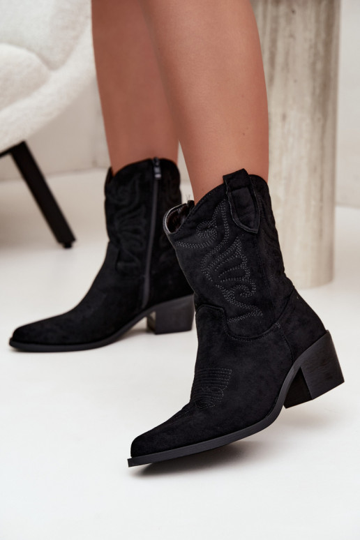 botines de estilo cowboy forrados con tacón en color negro Corlie