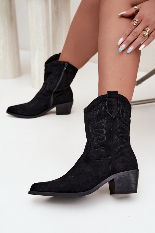botines de estilo cowboy forrados con tacón en color negro Corlie