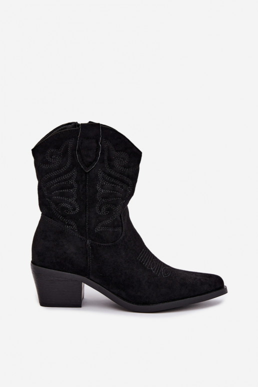 botines de estilo cowboy forrados con tacón en color negro Corlie