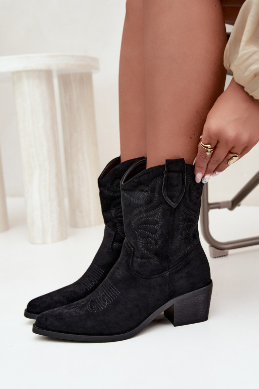 botines de estilo cowboy forrados con tacón en color negro Corlie