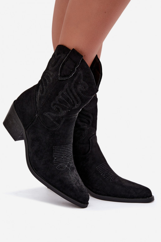 botines de estilo cowboy forrados con tacón en color negro Corlie