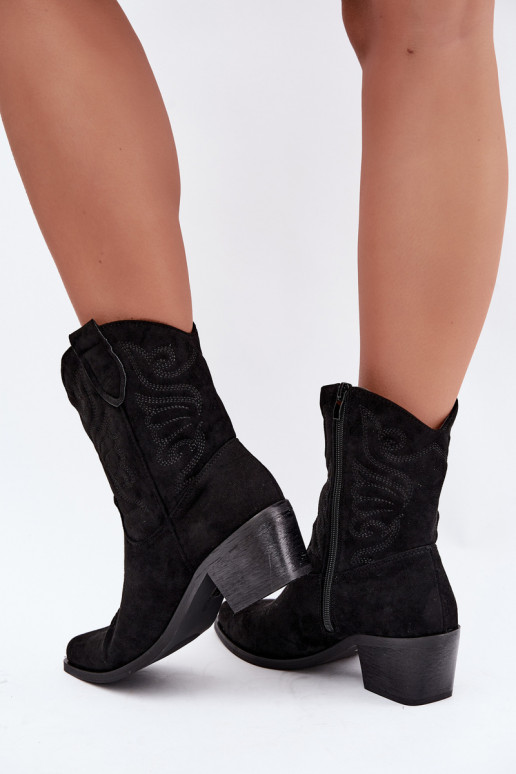 botines de estilo cowboy forrados con tacón en color negro Corlie