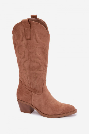 botas de estilo cowboy largas con tacón en color marrón INesly 2