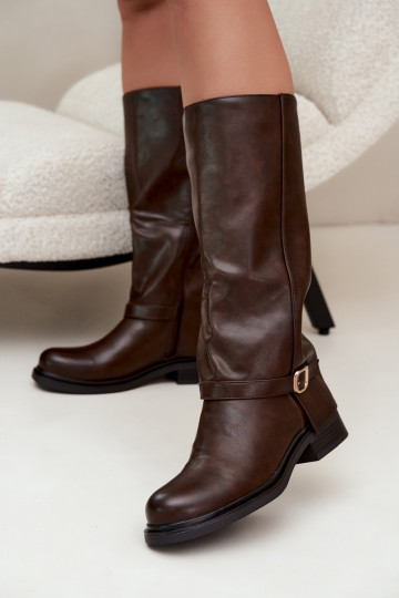 botas largas para mujer con hebillas en color chocolate Elland