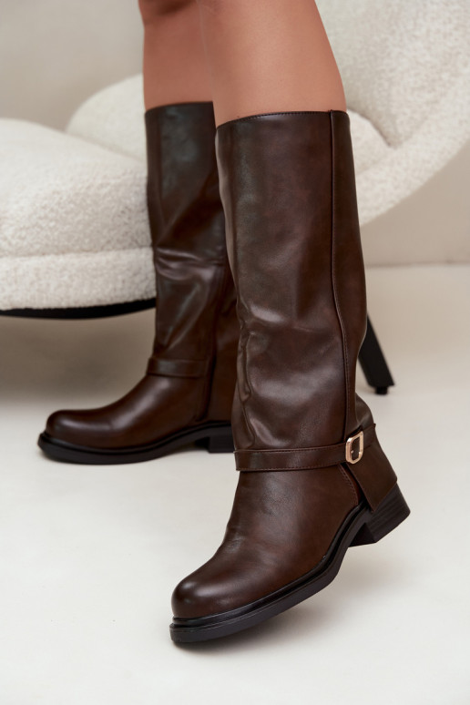 botas largas para mujer con hebillas en color chocolate Elland
