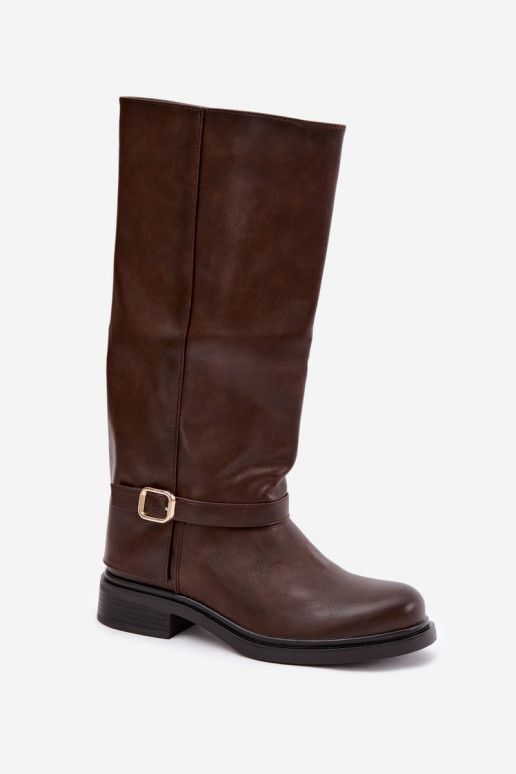 botas largas para mujer con hebillas en color chocolate Elland