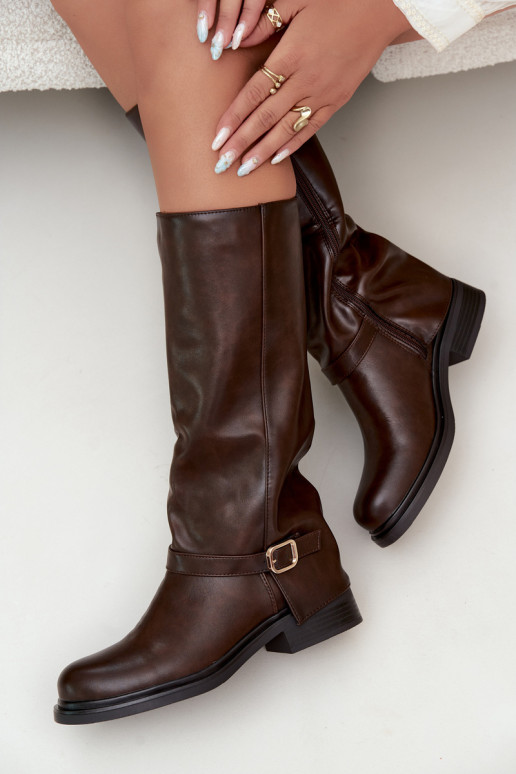 botas largas para mujer con hebillas en color chocolate Elland