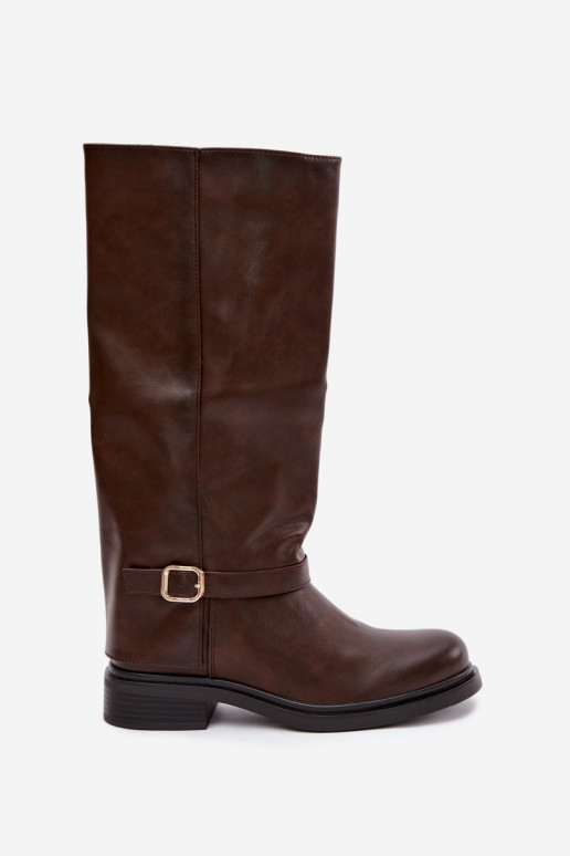 botas largas para mujer con hebillas en color chocolate Elland