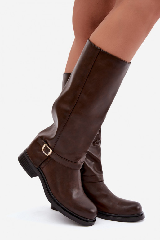 botas largas para mujer con hebillas en color chocolate Elland