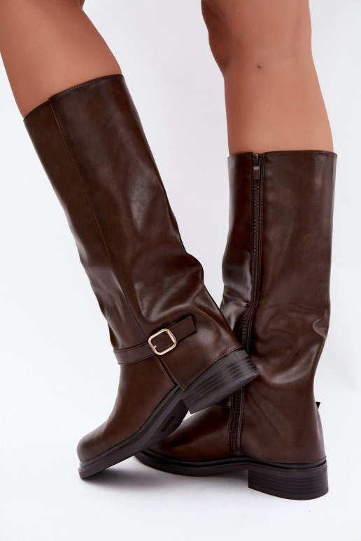 botas largas para mujer con hebillas en color chocolate Elland