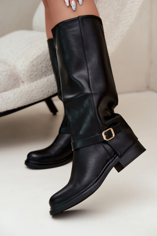 botas altas para mujer con hebillas en negro Elland