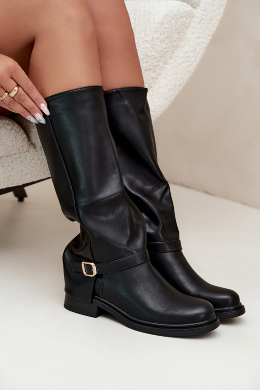 botas altas para mujer con hebillas en negro Elland
