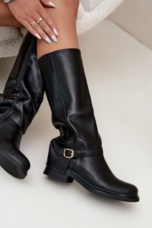 botas altas para mujer con hebillas en negro Elland