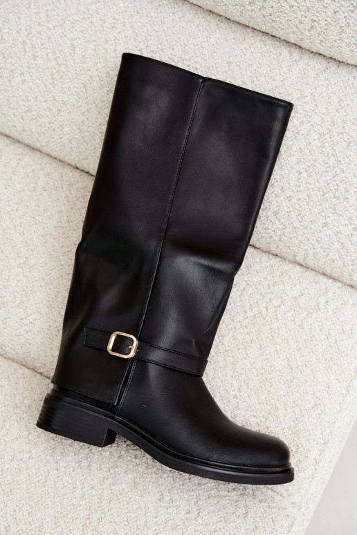 botas altas para mujer con hebillas en negro Elland