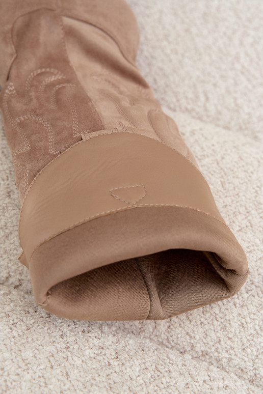 botas altas de estilo vaquero para mujer con tacones en color arena Glenor