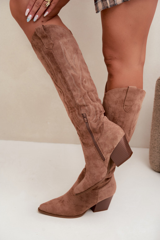 botas altas de estilo vaquero para mujer con tacones en color marrón Glenor