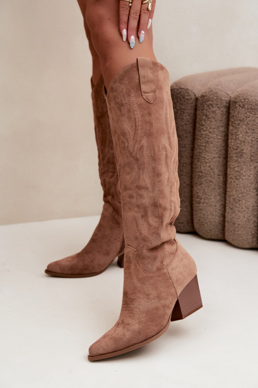 botas altas de estilo vaquero para mujer con tacones en color marrón Glenor
